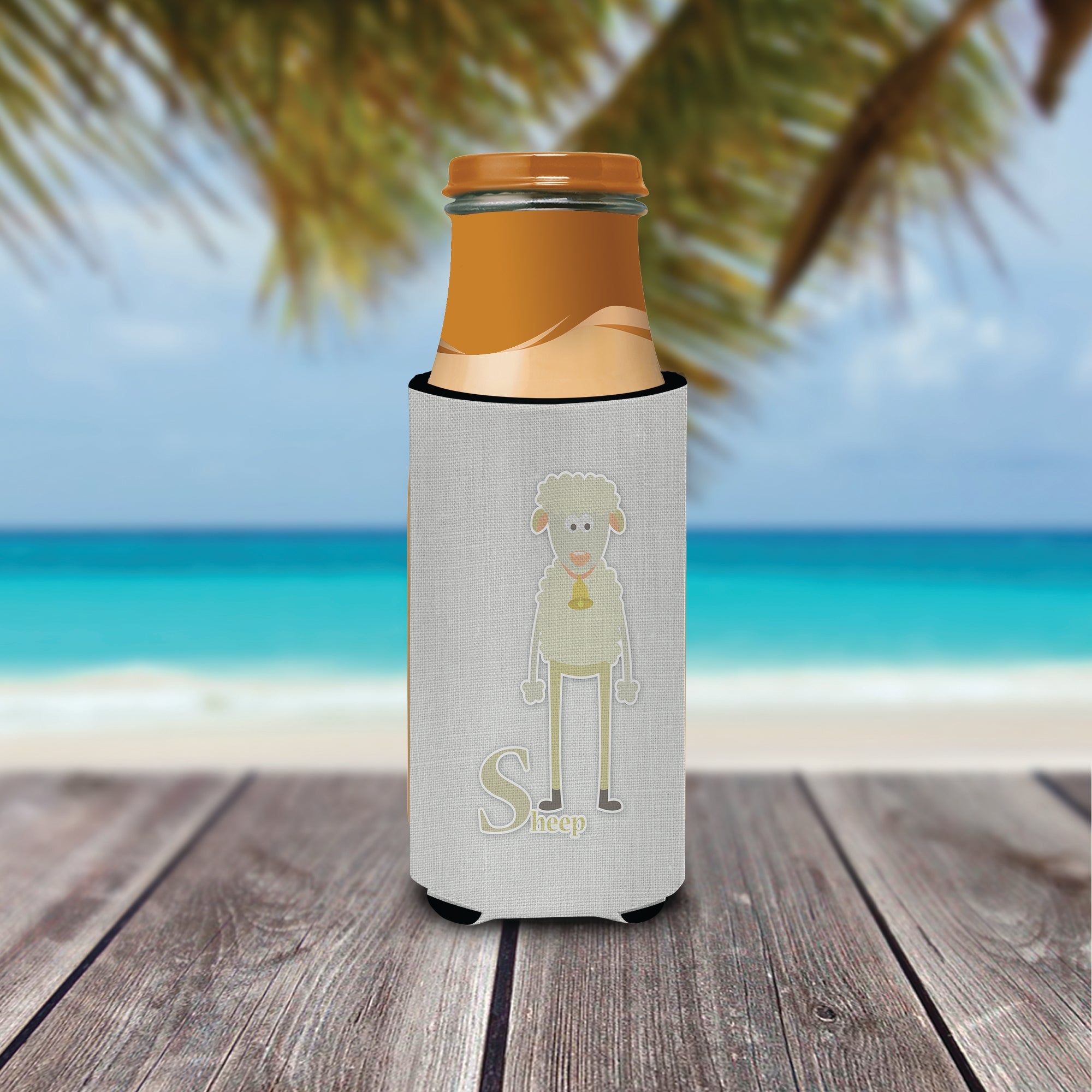 Alphabet S for Sheep Slim Can Hugger , Insulated Foam Hugger for 12 oz Slim Cans, Beer Bottles & Water Bottles, Printed in USA