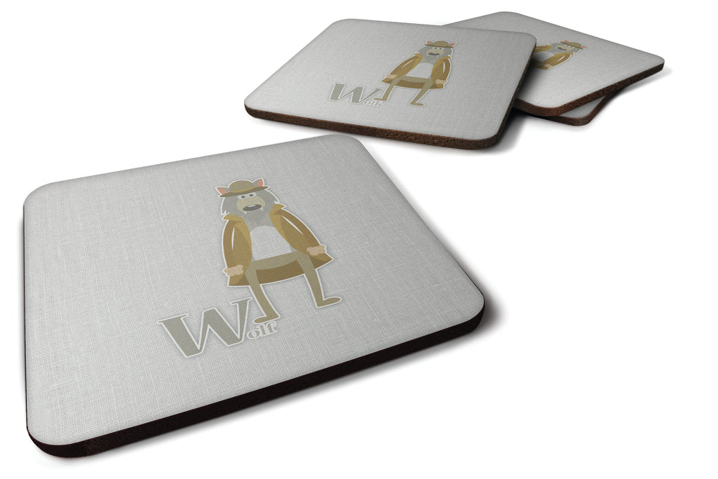 Alphabet W for Wolf Foam Coasters Set of 4 Cup Coasters for Indoor Outdoor, Tabletop Protection, Anti Slip, Mouse pad Material