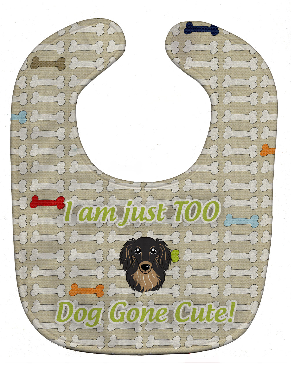 Too Cute Longhair Black and Tan Dachshund Baby Bib Easy-Clean Baby Bib Baby Feeding Accessory Baby Mealtime Essential, 10 x 13, Multicolor
