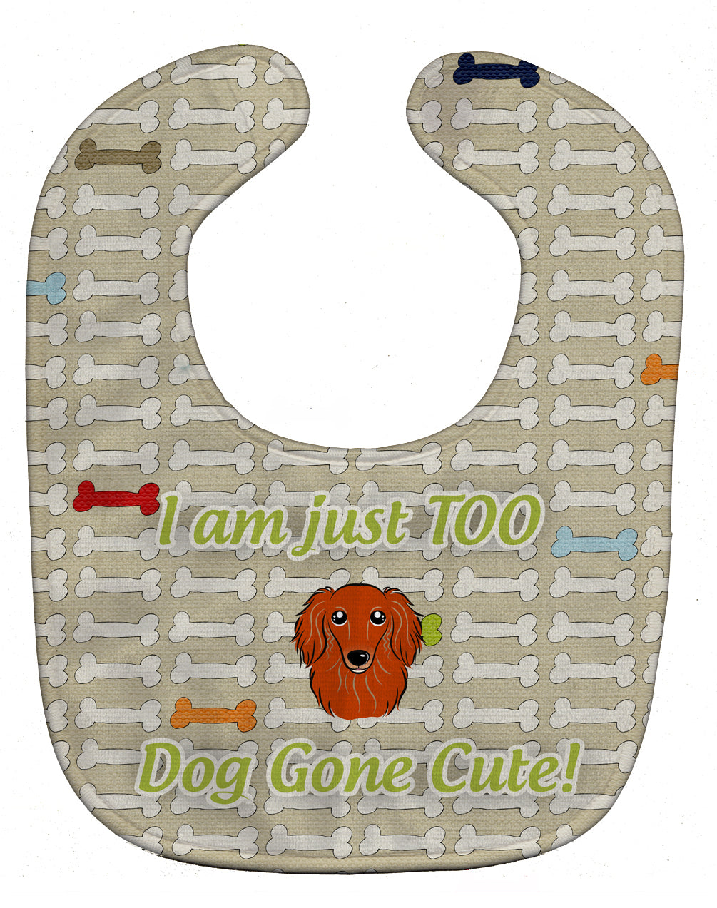 Too Cute Longhair Red Dachshund Baby Bib Easy-Clean Baby Bib Baby Feeding Accessory Baby Mealtime Essential, 10 x 13, Multicolor