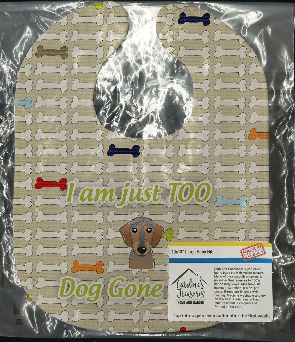 Too Cute Wirehaired Dachshund Baby Bib Easy-Clean Baby Bib Baby Feeding Accessory Baby Mealtime Essential, 10 x 13, Multicolor