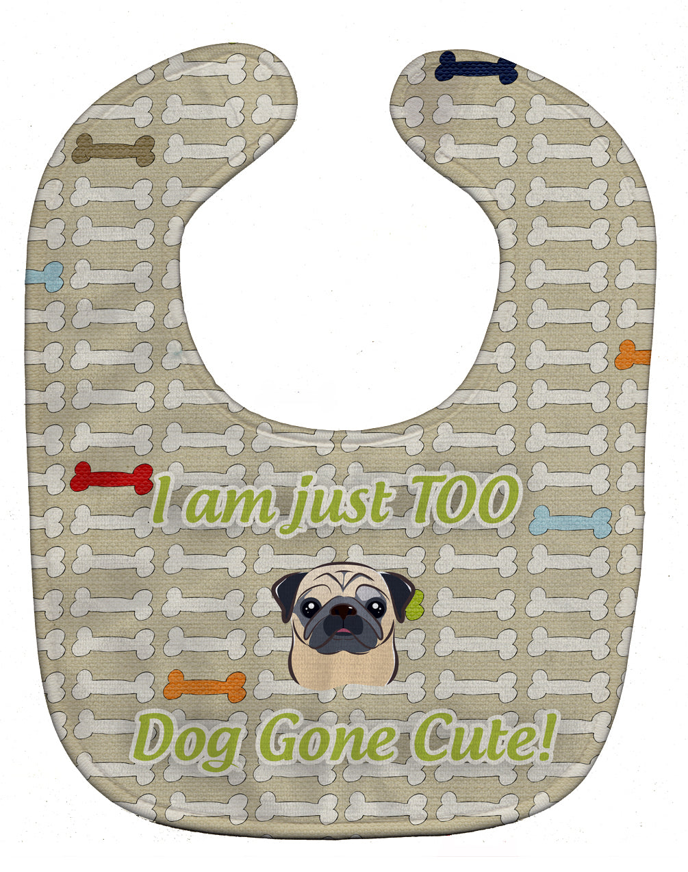 Too Cute Fawn Pug Baby Bib Easy-Clean Baby Bib Baby Feeding Accessory Baby Mealtime Essential, 10 x 13, Multicolor