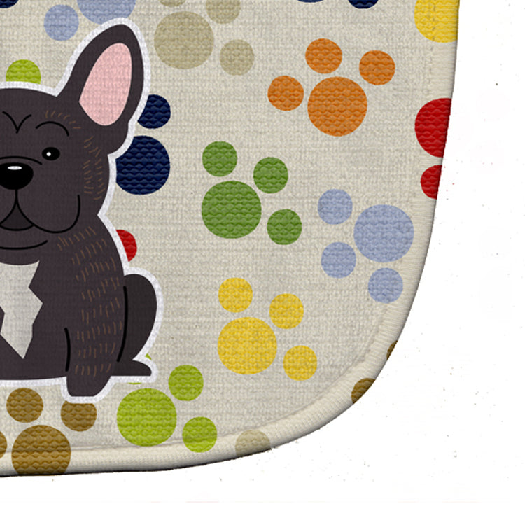Pawprints French Bulldog Brindle Baby Bib Easy-Clean Baby Bib Baby Feeding Accessory Baby Mealtime Essential, 10 x 13, Multicolor