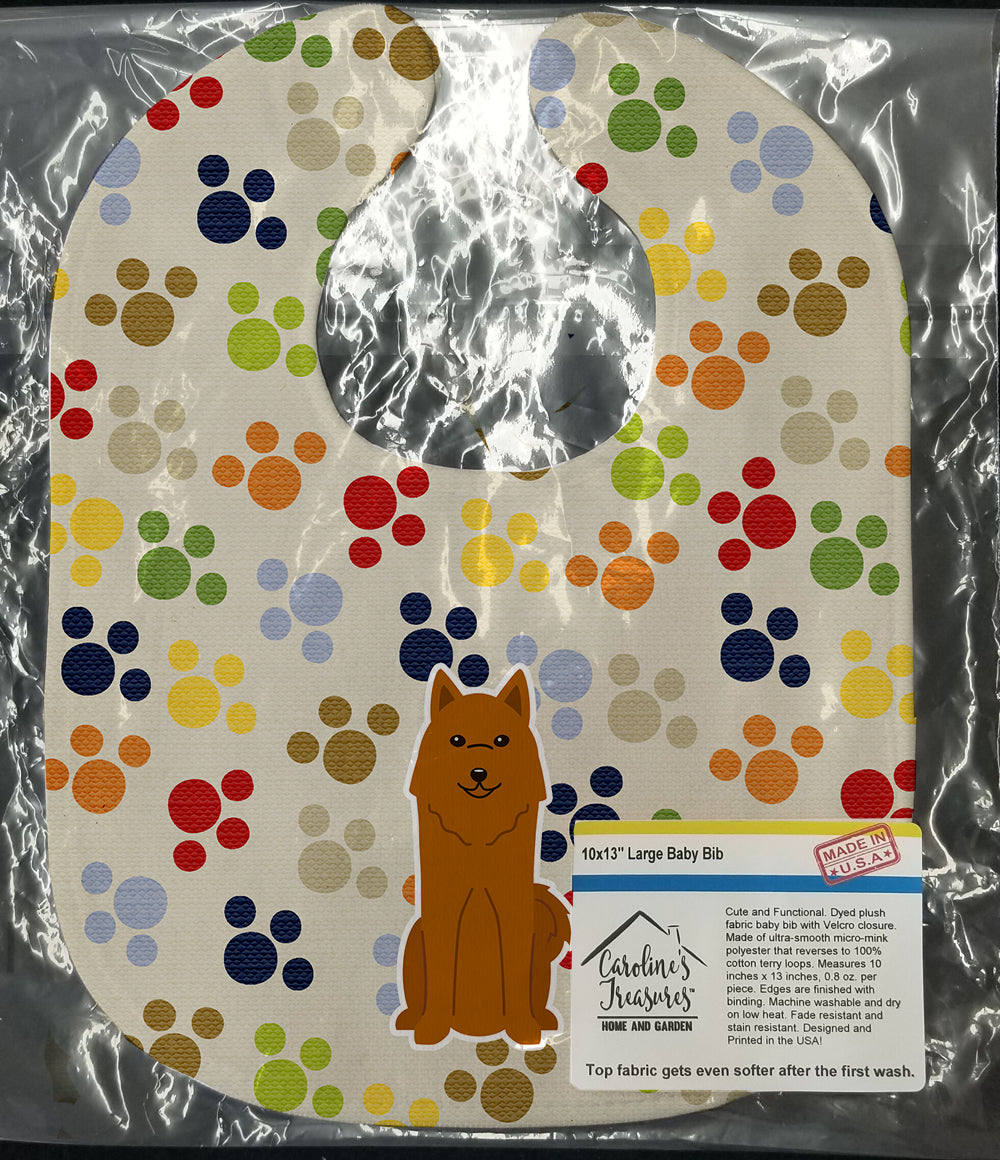 Pawprints Karelian Bear Dog Baby Bib Easy-Clean Baby Bib Baby Feeding Accessory Baby Mealtime Essential, 10 x 13, Multicolor