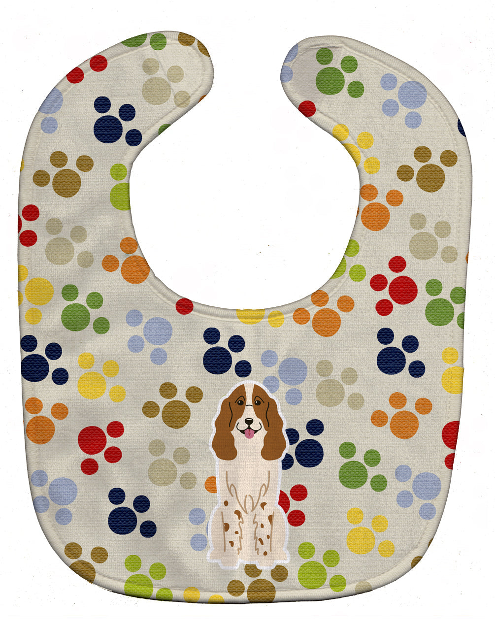 Pawprints Russian Spaniel Baby Bib Easy-Clean Baby Bib Baby Feeding Accessory Baby Mealtime Essential, 10 x 13, Multicolor