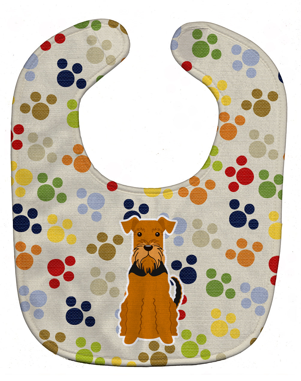 Pawprints Airedale Baby Bib Easy-Clean Baby Bib Baby Feeding Accessory Baby Mealtime Essential, 10 x 13, Multicolor