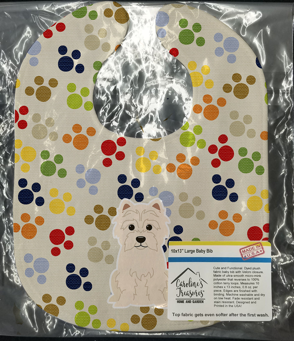 Pawprints Westie Baby Bib Easy-Clean Baby Bib Baby Feeding Accessory Baby Mealtime Essential, 10 x 13, Multicolor
