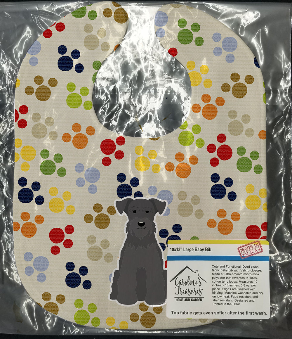 Pawprints Miniature Schnauzer Black Baby Bib Easy-Clean Baby Bib Baby Feeding Accessory Baby Mealtime Essential, 10 x 13, Multicolor