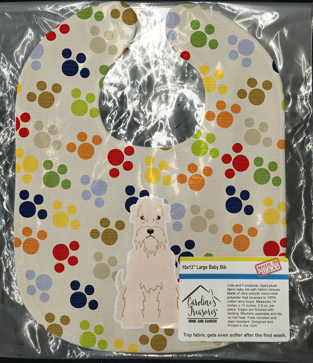 Pawprints Soft Coated Wheaten Terrier Baby Bib Easy-Clean Baby Bib Baby Feeding Accessory Baby Mealtime Essential, 10 x 13, Multicolor