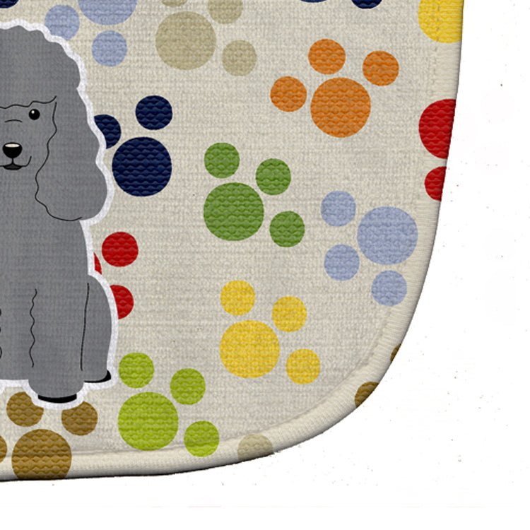 Pawprints Poodle Silver Baby Bib Easy-Clean Baby Bib Baby Feeding Accessory Baby Mealtime Essential, 10 x 13, Multicolor