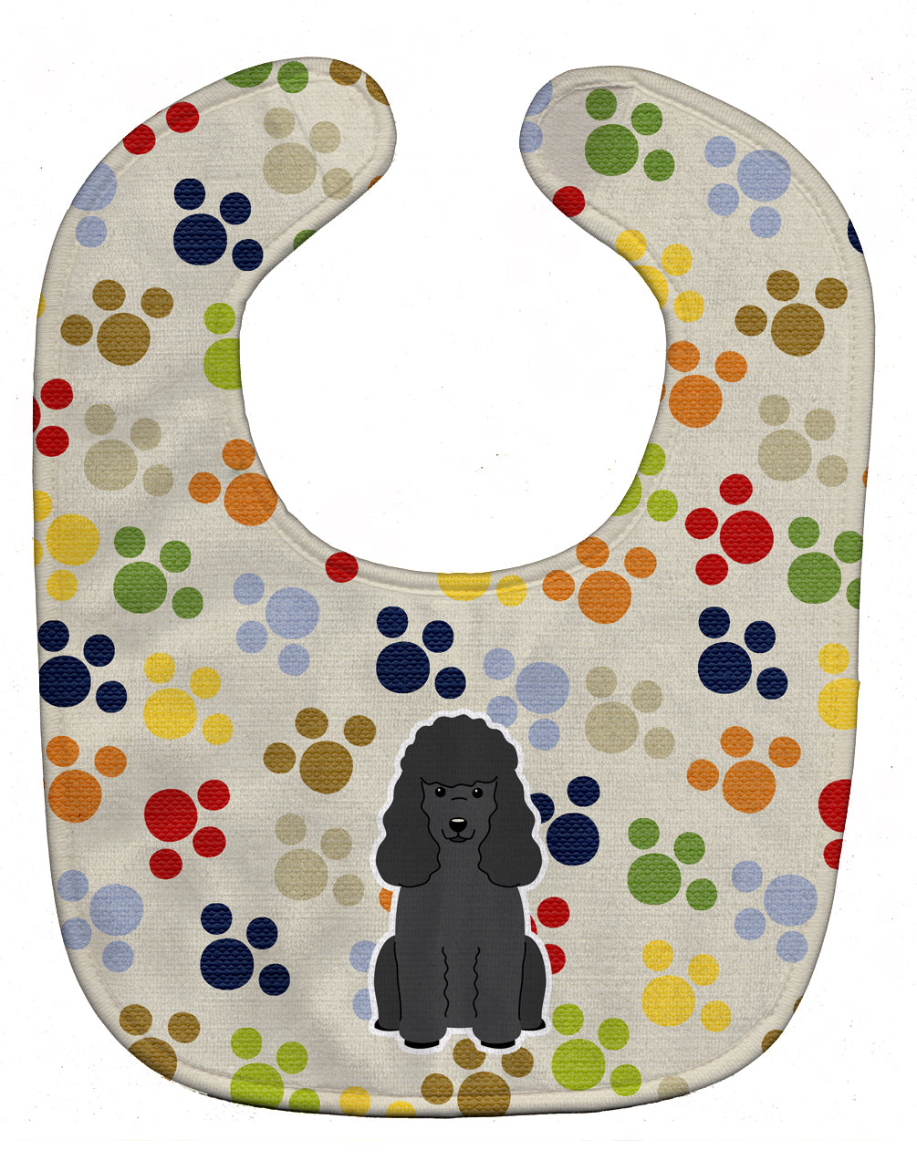 Pawprints Poodle Black Baby Bib Easy-Clean Baby Bib Baby Feeding Accessory Baby Mealtime Essential, 10 x 13, Multicolor