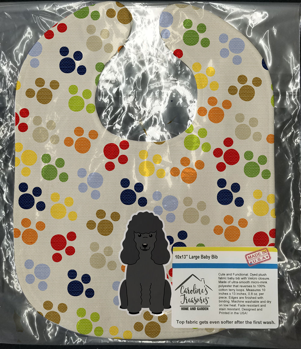 Pawprints Poodle Black Baby Bib Easy-Clean Baby Bib Baby Feeding Accessory Baby Mealtime Essential, 10 x 13, Multicolor