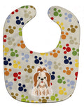 Pawprints Shih Tzu Red White Baby Bib Easy-Clean Baby Bib Baby Feeding Accessory Baby Mealtime Essential, 10 x 13, Multicolor