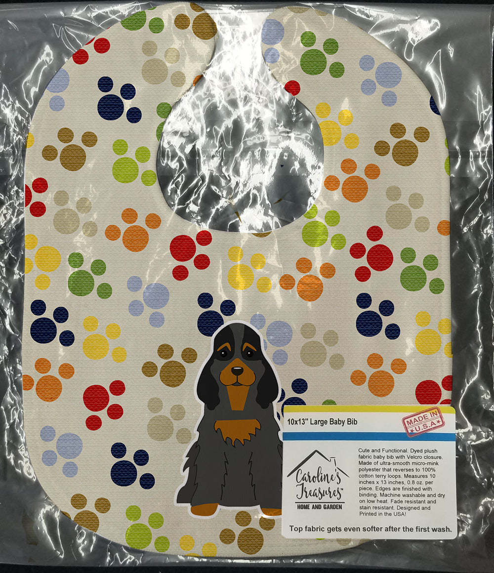 Pawprints Cocker Spaniel Black Tan Baby Bib Easy-Clean Baby Bib Baby Feeding Accessory Baby Mealtime Essential, 10 x 13, Multicolor