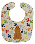 Pawprints Cocker Spaniel Red Baby Bib Easy-Clean Baby Bib Baby Feeding Accessory Baby Mealtime Essential, 10 x 13, Multicolor