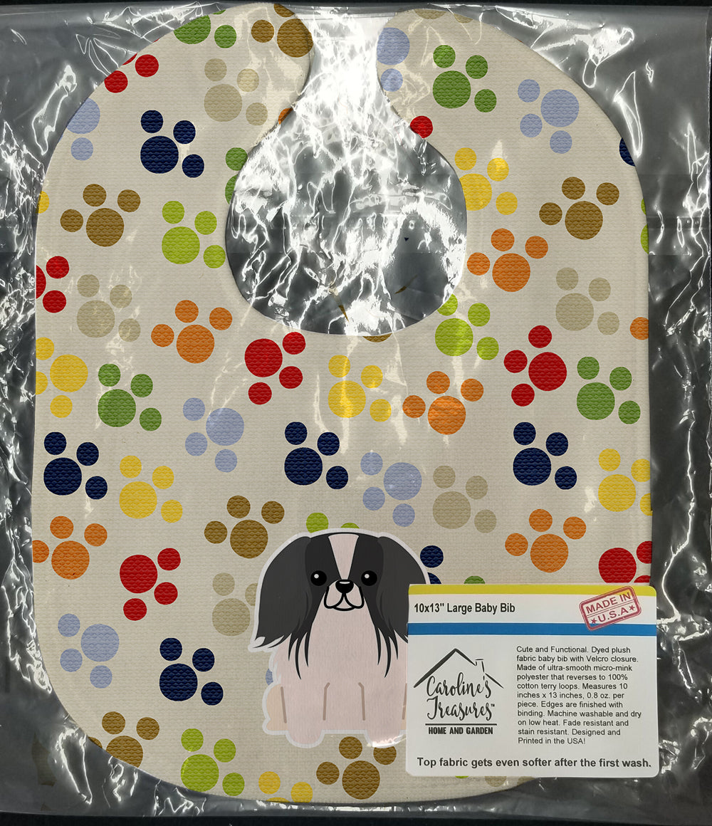 Pawprints Pekingese Black White Baby Bib Easy-Clean Baby Bib Baby Feeding Accessory Baby Mealtime Essential, 10 x 13, Multicolor