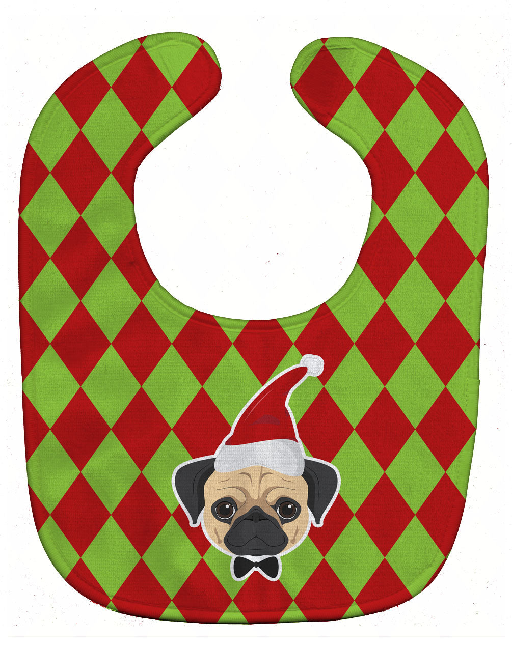 Christmas Fawn Pug Baby Bib Easy-Clean Baby Bib Baby Feeding Accessory Baby Mealtime Essential, 10 x 13, Multicolor