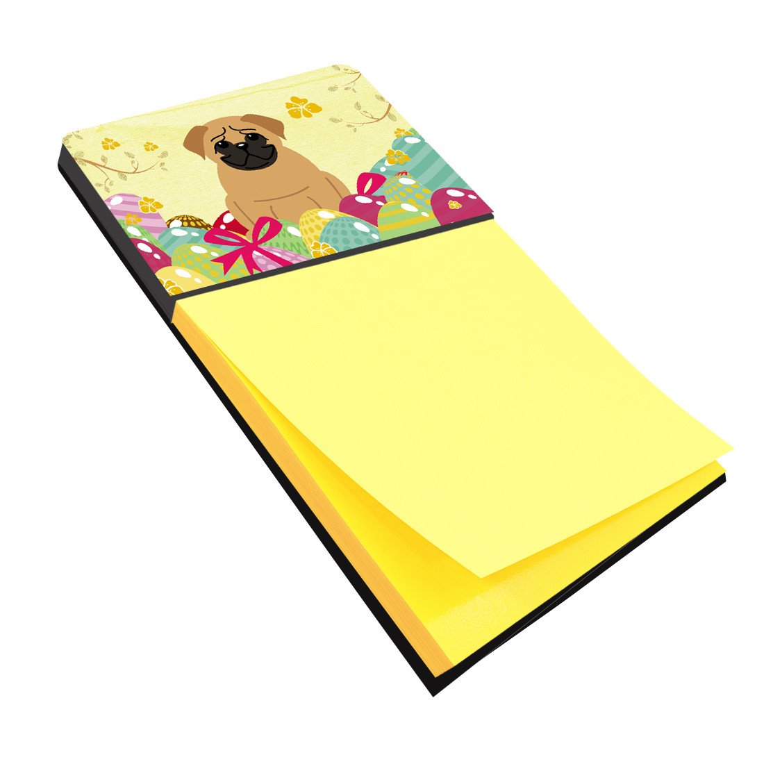Easter Eggs Pug Brown Watercolor Sticky Note Holder Refillable Dispenser Desk Accessory 3x3 Pad Gift