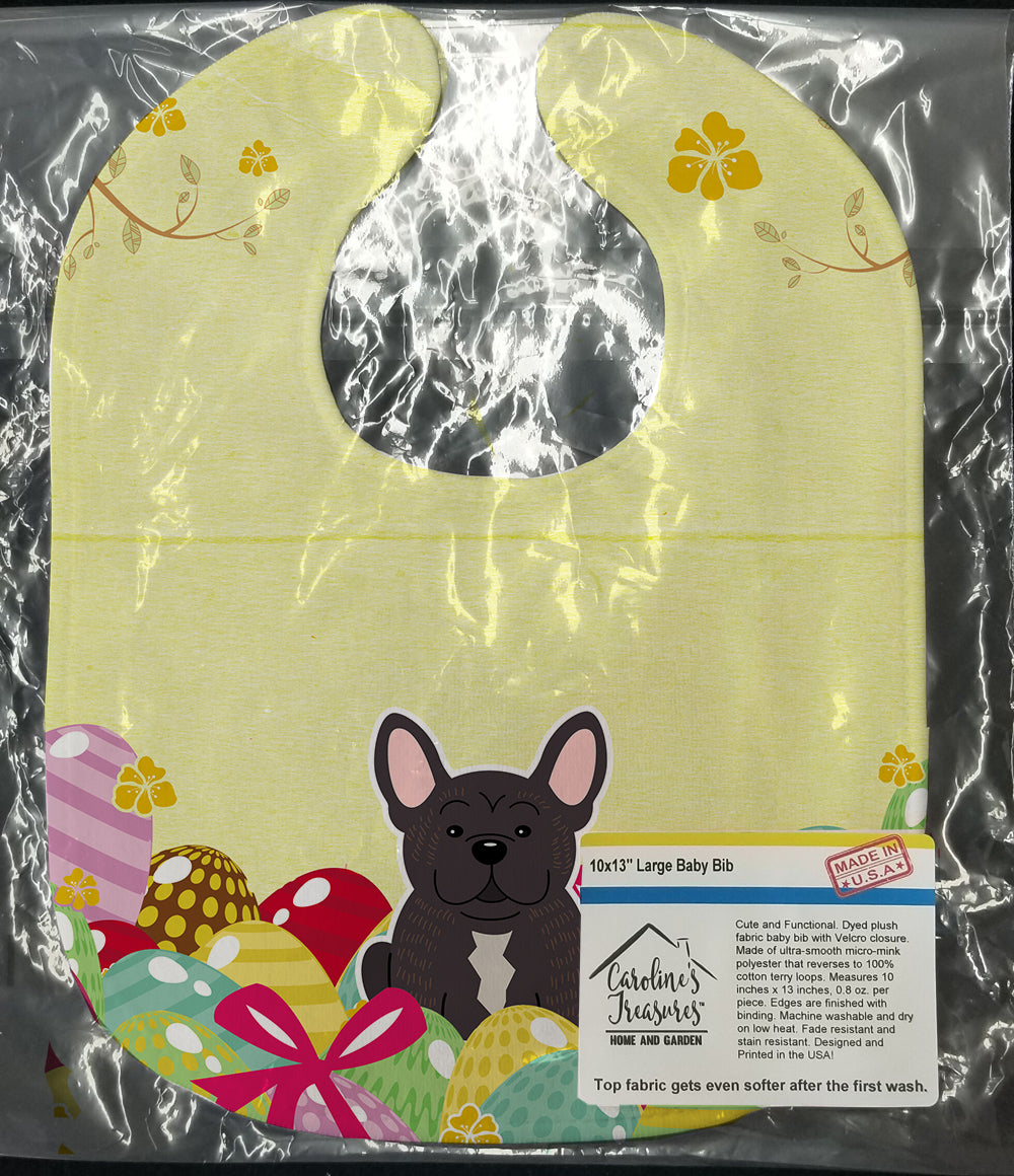 Easter Eggs French Bulldog Brindle Baby Bib Easy-Clean Baby Bib Baby Feeding Accessory Baby Mealtime Essential, 10 x 13, Multicolor