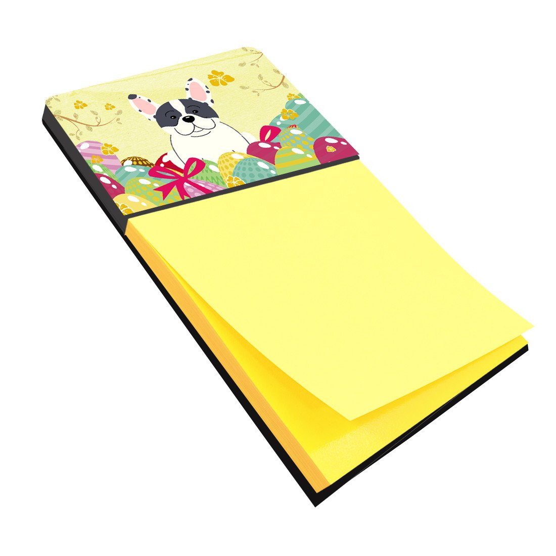 Easter Eggs French Bulldog Piebald Watercolor Sticky Note Holder Refillable Dispenser Desk Accessory 3x3 Pad Gift