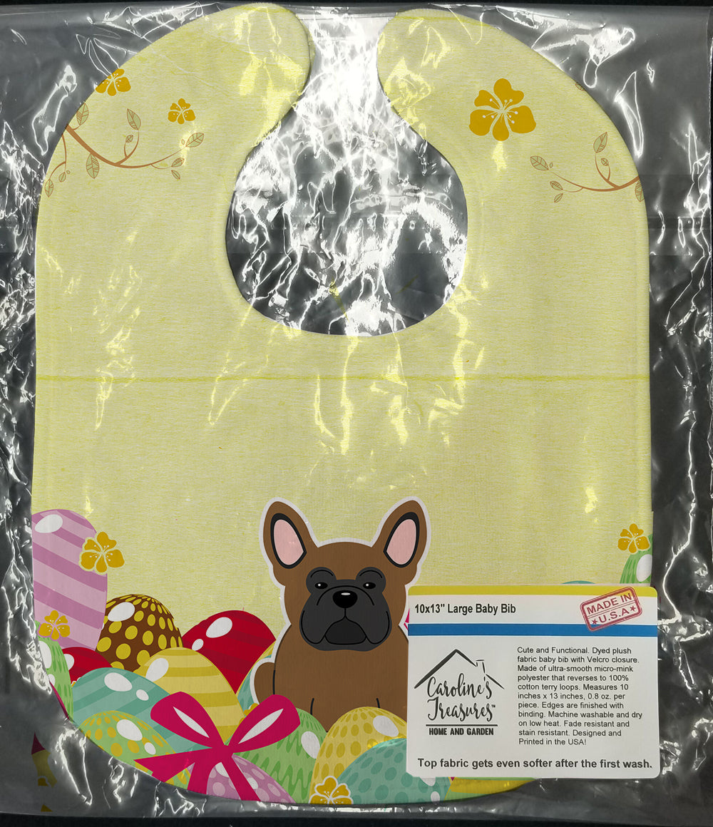 Easter Eggs French Bulldog Brown Baby Bib Easy-Clean Baby Bib Baby Feeding Accessory Baby Mealtime Essential, 10 x 13, Multicolor