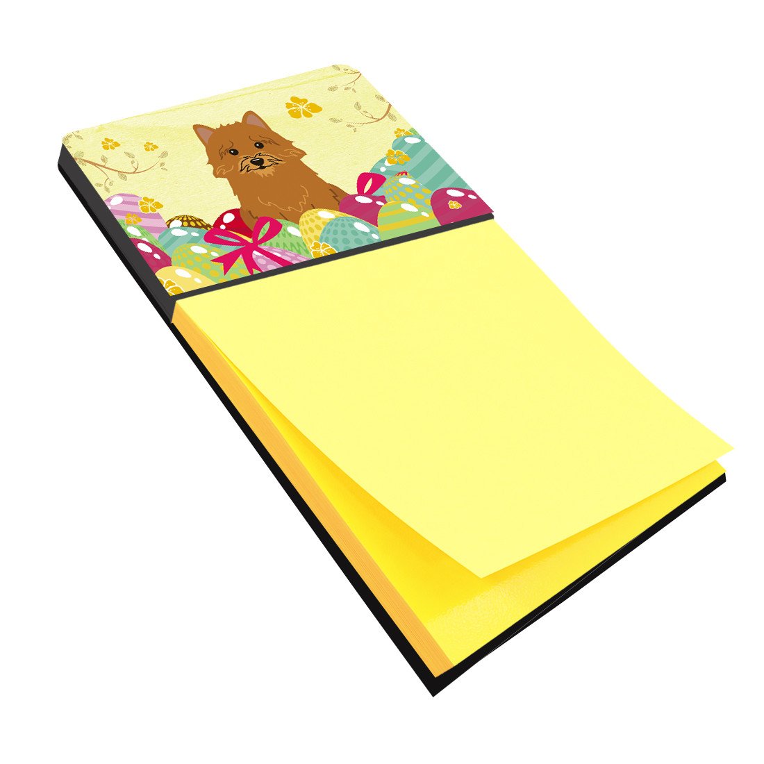 Easter Eggs Norwich Terrier Watercolor Sticky Note Holder Refillable Dispenser Desk Accessory 3x3 Pad Gift