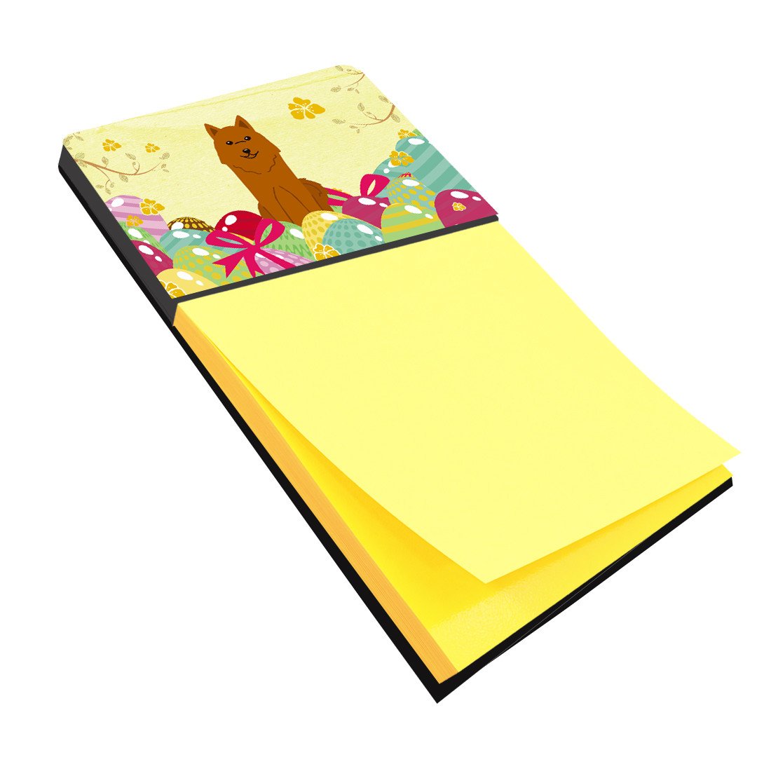 Easter Eggs Karelian Bear Dog Watercolor Sticky Note Holder Refillable Dispenser Desk Accessory 3x3 Pad Gift