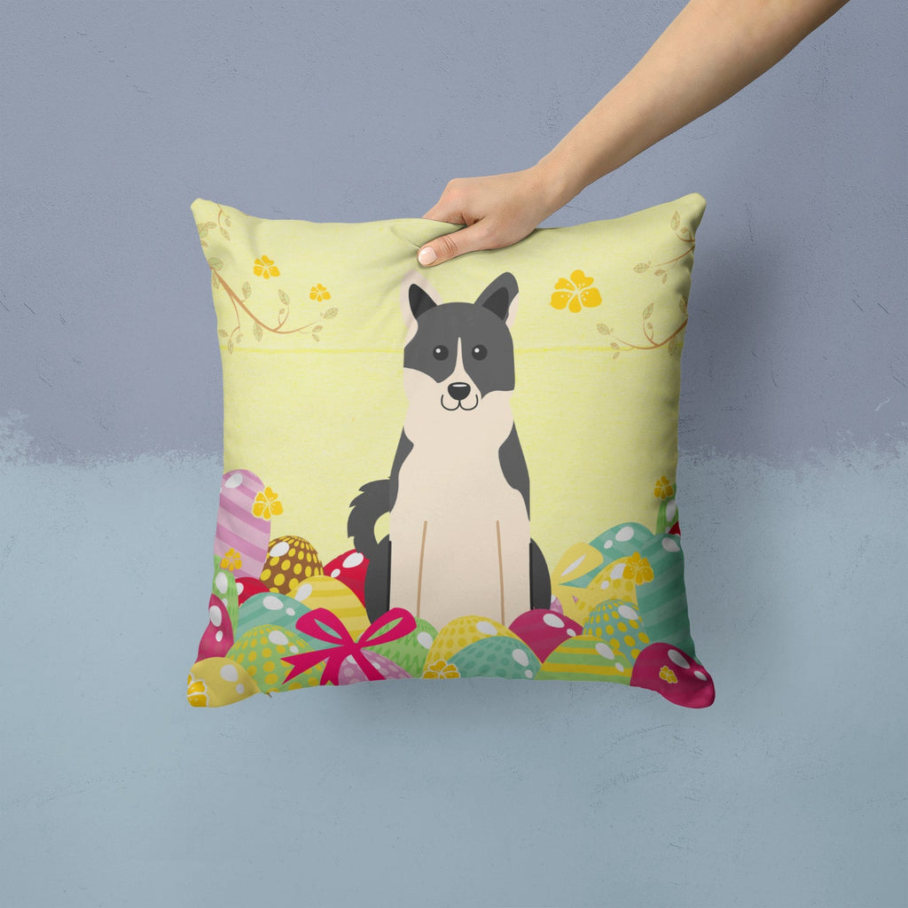 Easter Eggs Russo-European Laika Spitz Decorative Throw Pillow 14x14 Indoor Outdoor Accent Cushion, Fabric Cover with Insert for Sofa, Bed, Porch & Living Room