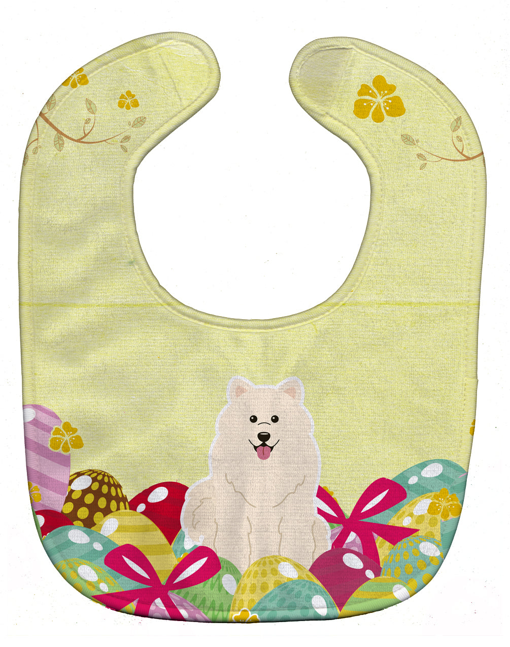 Easter Eggs Samoyed Baby Bib Easy-Clean Baby Bib Baby Feeding Accessory Baby Mealtime Essential, 10 x 13, Multicolor