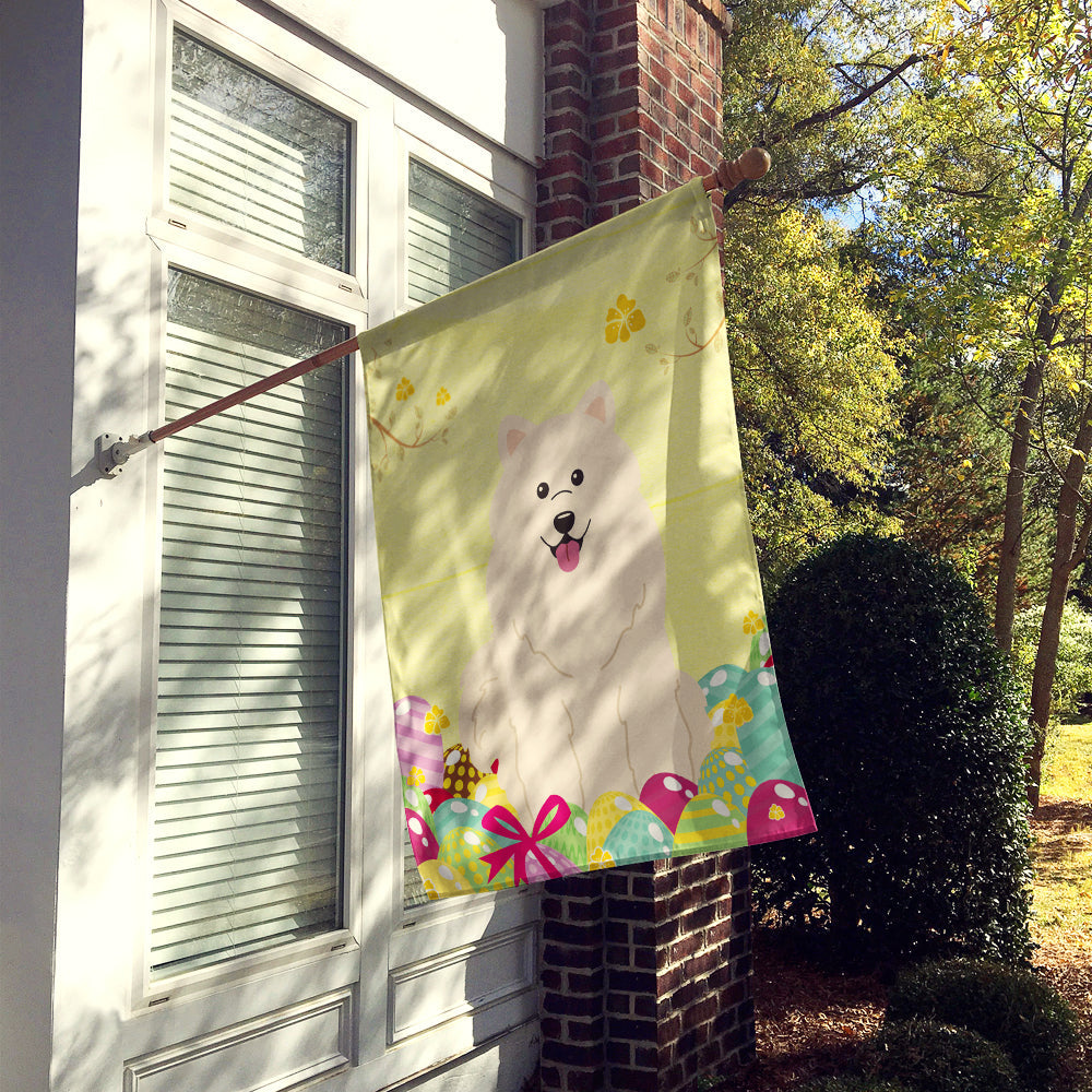 Easter Eggs Samoyed House Flag 28x40 Porch Sleeve Pole Decorative Outside Yard Banner Artwork Wall Hanging, Polyester