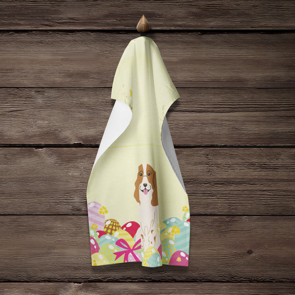 Easter Eggs Russian Spaniel Kitchen Towel Velour Plush Front and Cotton Loop Back Machine Washable