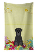 Easter Eggs Standard Schnauzer Black Kitchen Towel Velour Plush Front and Cotton Loop Back Machine Washable