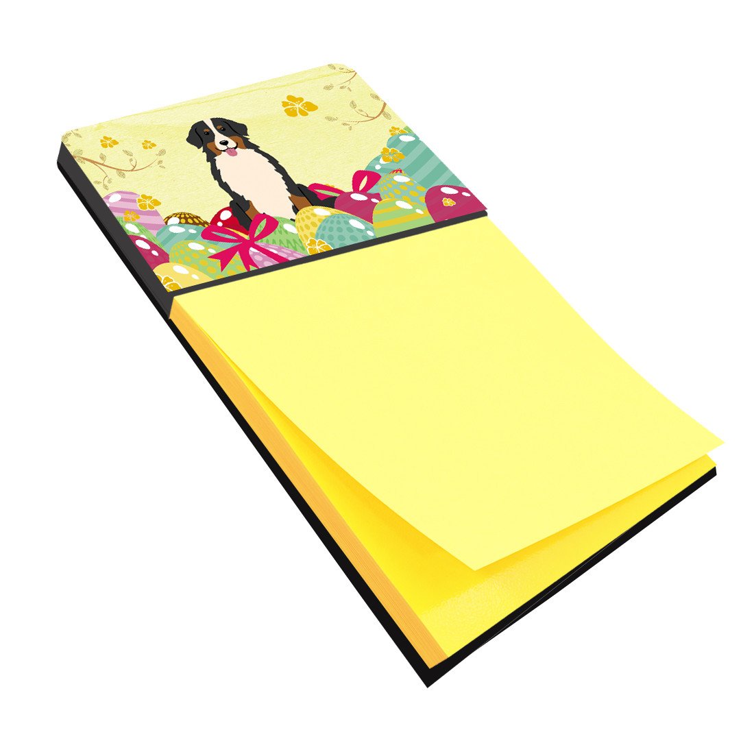 Easter Eggs Bernese Mountain Dog Watercolor Sticky Note Holder Refillable Dispenser Desk Accessory 3x3 Pad Gift