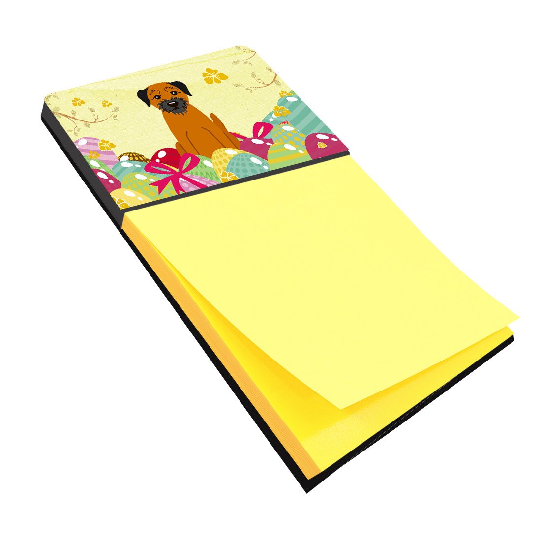 Easter Eggs Border Terrier Watercolor Sticky Note Holder Refillable Dispenser Desk Accessory 3x3 Pad Gift
