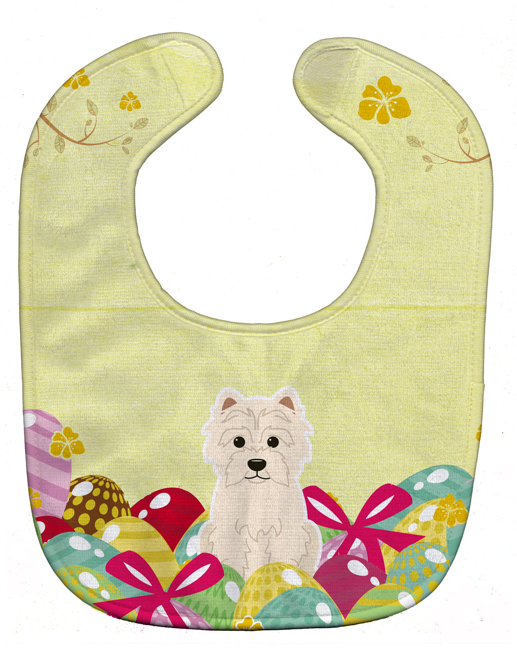 Easter Eggs Westie Baby Bib Easy-Clean Baby Bib Baby Feeding Accessory Baby Mealtime Essential, 10 x 13, Multicolor