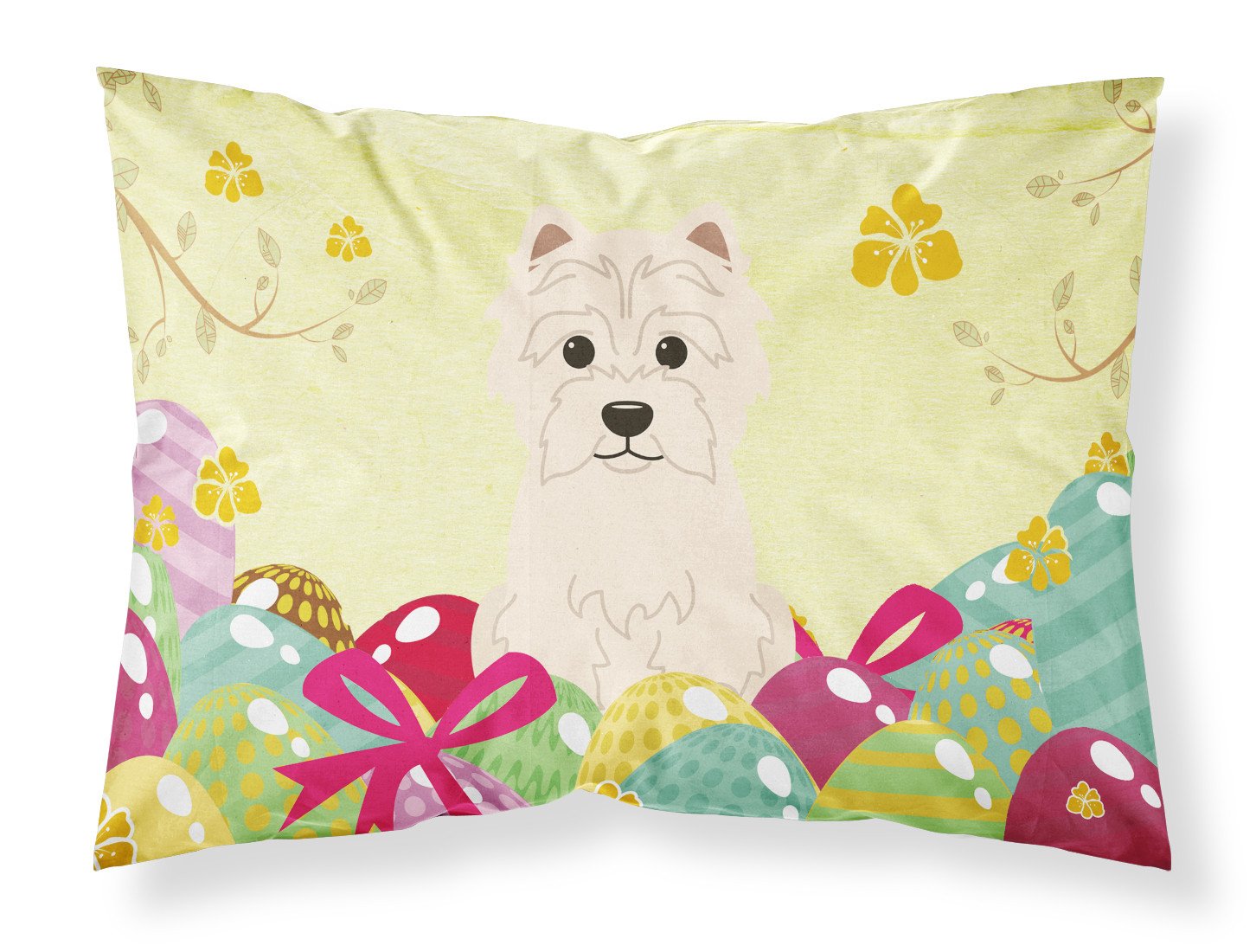Easter Eggs Westie Standard Pillowcase Lightweight Super Soft Easy Care Decorative Artwork Pillowcase, Standard