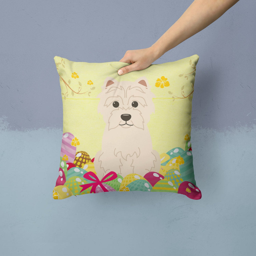 Easter Eggs Westie Decorative Throw Pillow 14x14 Indoor Outdoor Accent Cushion, Fabric Cover with Insert for Sofa, Bed, Porch & Living Room