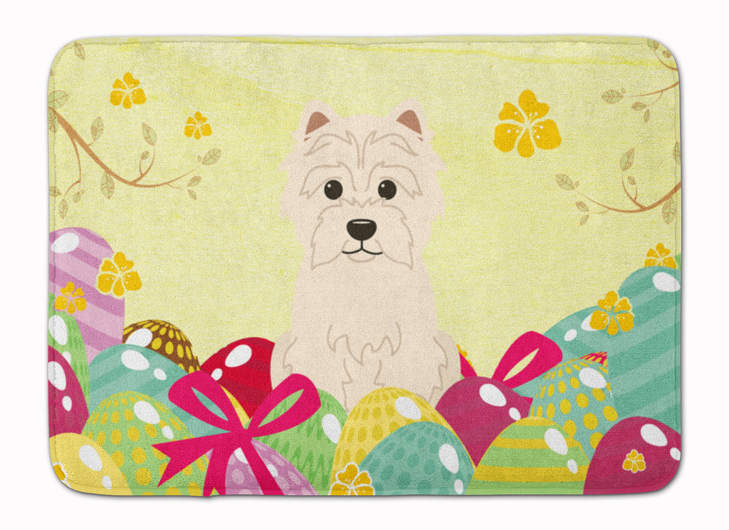 Easter Eggs Westie Memory Foam Kitchen Mat Machine Washable Anti-Fatigue Cushion Comfort Bath or Kitchen Rug