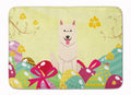 Easter Eggs White German Shepherd Memory Foam Kitchen Mat Machine Washable Anti-Fatigue Cushion Comfort Bath or Kitchen Rug
