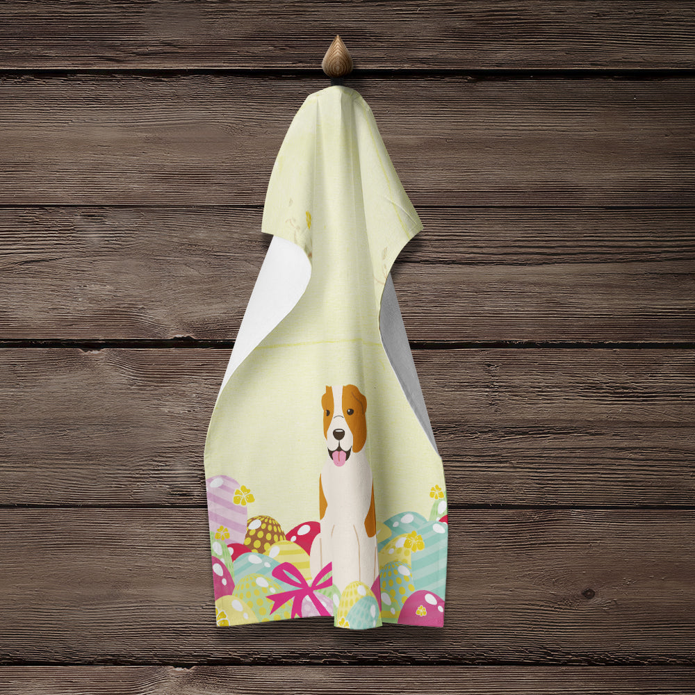 Easter Eggs Central Asian Shepherd Dog Kitchen Towel Velour Plush Front and Cotton Loop Back Machine Washable