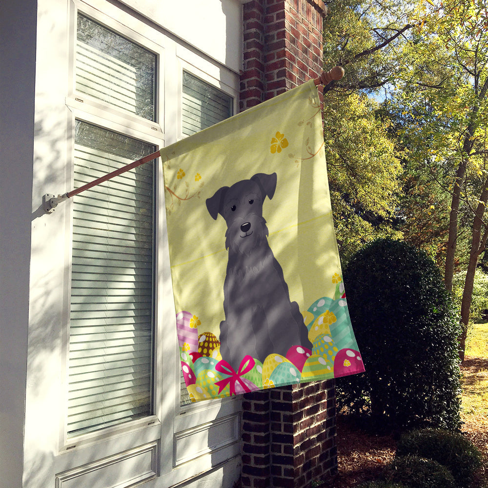 Easter Eggs Miniature Schnauzer Black House Flag 28x40 Porch Sleeve Pole Decorative Outside Yard Banner Artwork Wall Hanging, Polyester