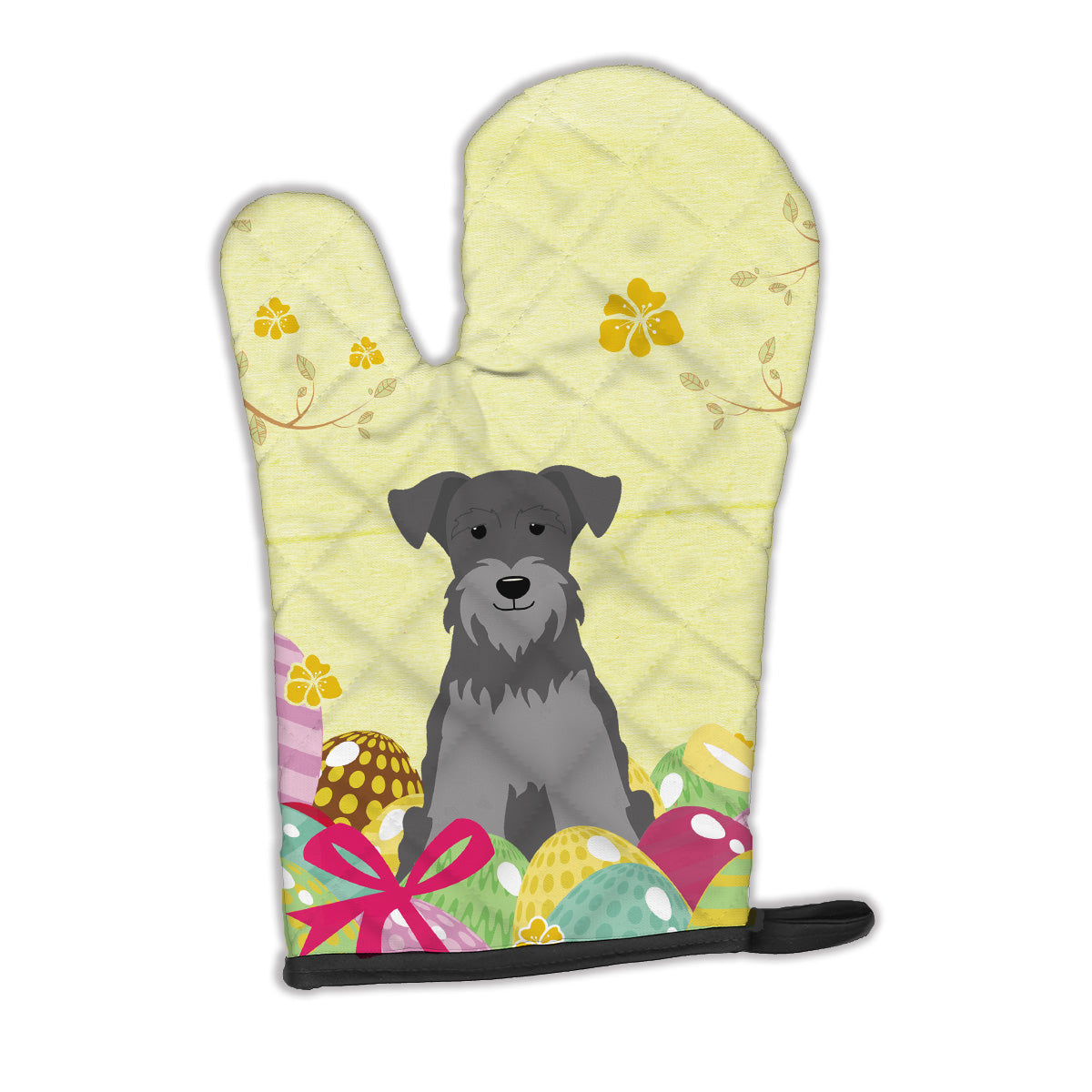 Easter Eggs Miniature Schnauzer Black Silver Oven Mitt Heat Resistant Thick Oven Mitt for Hot Pans and Oven, Kitchen Mitt Protect Hands, Cooking Baking Glove