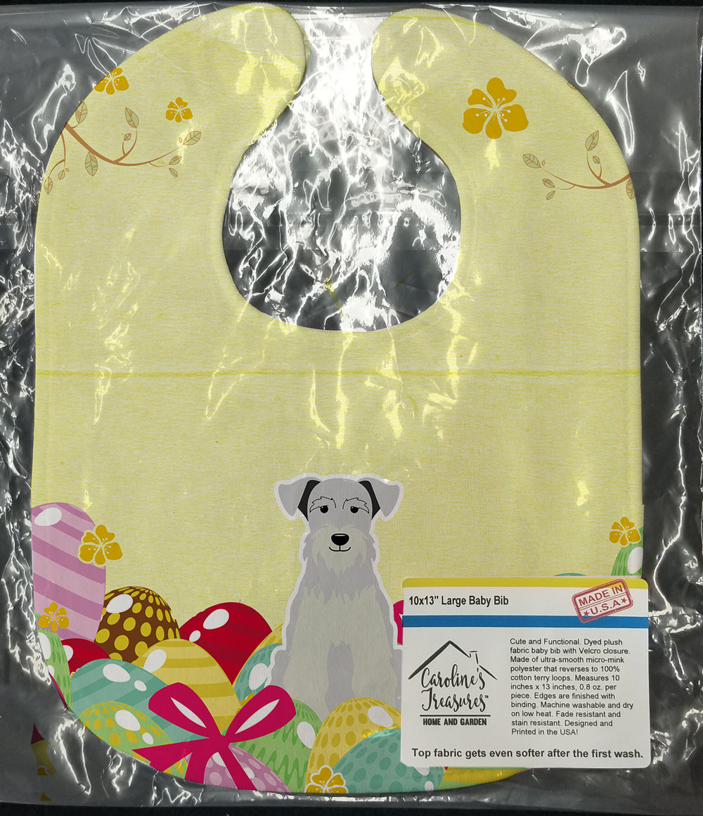 Easter Eggs Miniature Schnauzer White Baby Bib Easy-Clean Baby Bib Baby Feeding Accessory Baby Mealtime Essential, 10 x 13, Multicolor