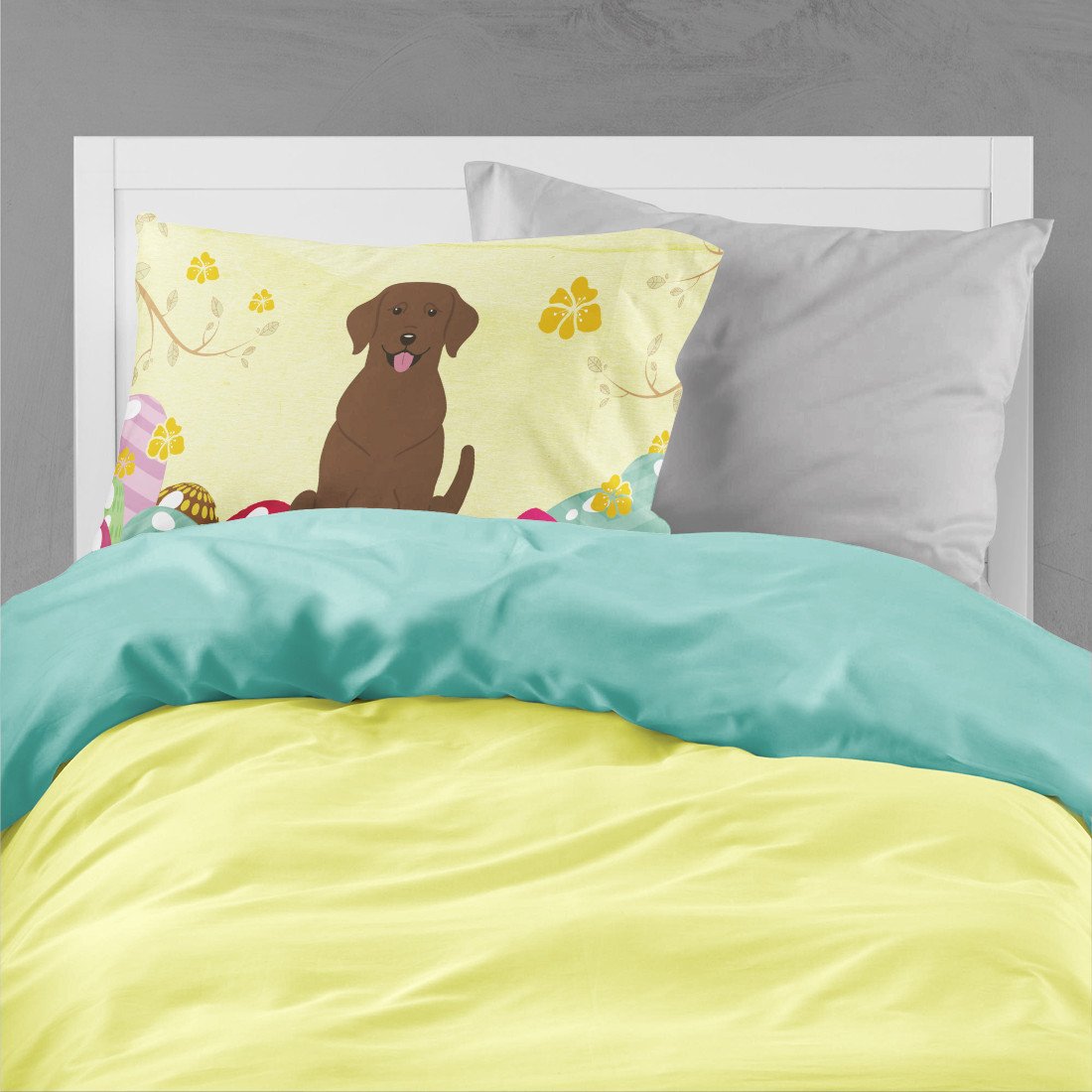 Easter Eggs Chocolate Labrador Standard Pillowcase Lightweight Super Soft Easy Care Decorative Artwork Pillowcase, Standard