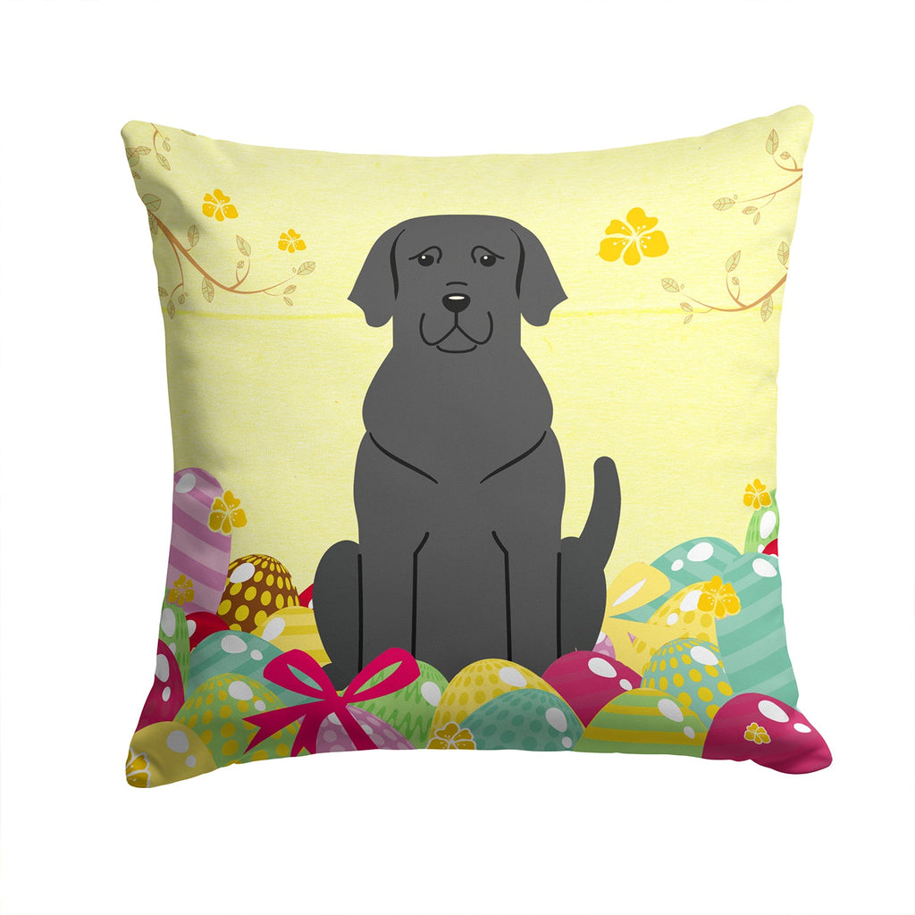 Easter Eggs Black Labrador Decorative Throw Pillow 14x14 Indoor Outdoor Accent Cushion, Fabric Cover with Insert for Sofa, Bed, Porch & Living Room