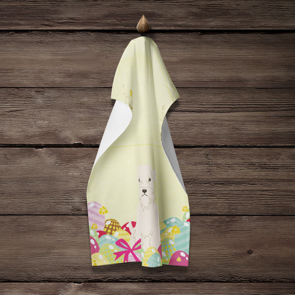 Easter Eggs Soft Coated Wheaten Terrier Kitchen Towel Velour Plush Front and Cotton Loop Back Machine Washable