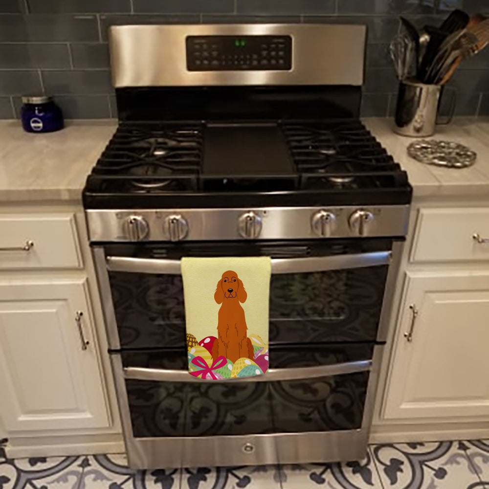 Easter Eggs Irish Setter Kitchen Towel Velour Plush Front and Cotton Loop Back Machine Washable