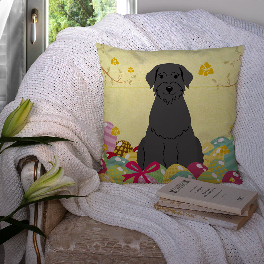 Easter Eggs Giant Schnauzer Decorative Throw Pillow 14x14 Indoor Outdoor Accent Cushion, Fabric Cover with Insert for Sofa, Bed, Porch & Living Room