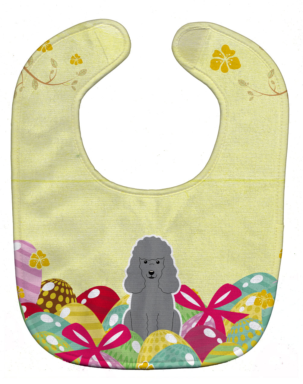 Easter Eggs Poodle Silver Baby Bib Easy-Clean Baby Bib Baby Feeding Accessory Baby Mealtime Essential, 10 x 13, Multicolor