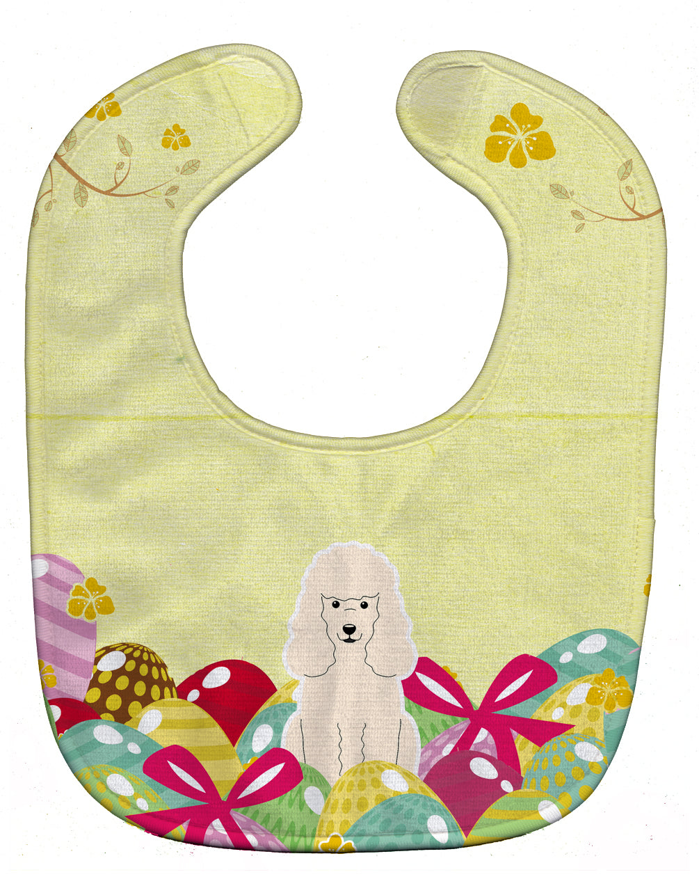 Easter Eggs Poodle White Baby Bib Easy-Clean Baby Bib Baby Feeding Accessory Baby Mealtime Essential, 10 x 13, Multicolor